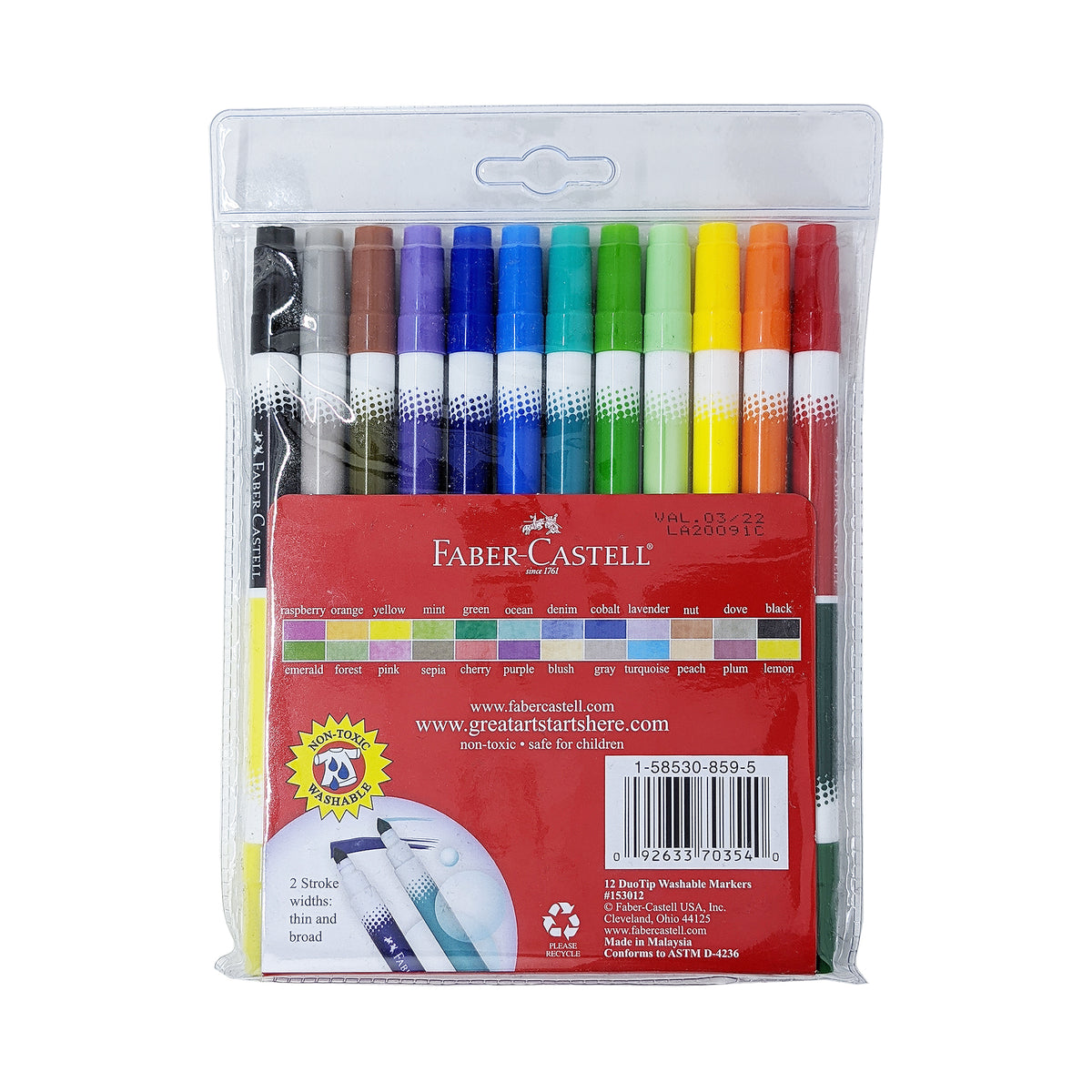 12-color DuoTip Washable Markers Set @ Raw Materials Art Supplies