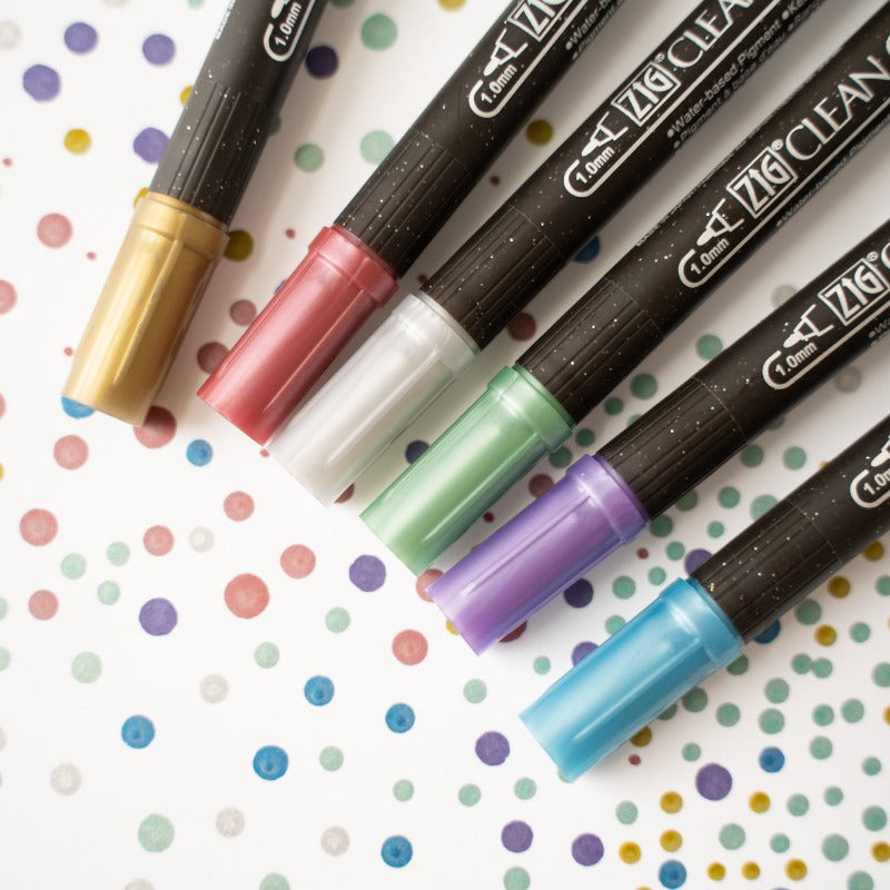 Kuretake ZIG Clean Color Dot Marker Doodle Pen Metallic Art 