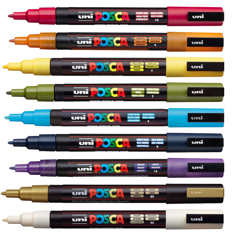 Uni-Ball POSCA PC-5M Paint Marker Art Pens - Nebula Set of 8 Pens